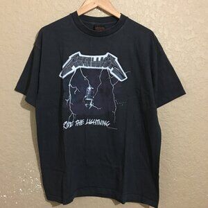 Metallica Ride the Lighting Thunder T-Shirt XL Faded Black Modern